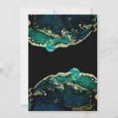 Geavanceerde Emerald Black Gold Wedding Kaart (Achterkant)