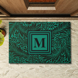 Geavanceerde Emerald Green en Black Monogrammed Deurmat