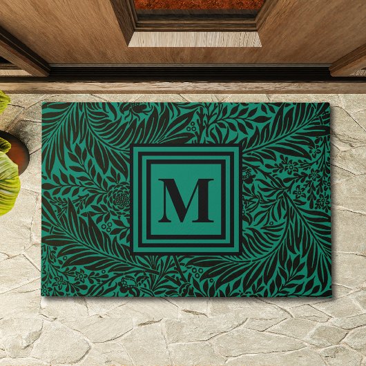 Geavanceerde Emerald Green en Black Monogrammed Deurmat