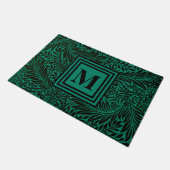 Geavanceerde Emerald Green en Black Monogrammed Deurmat (Schuin)