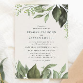 Geavanceerde eucalyptus laat moderne bruiloft kaart