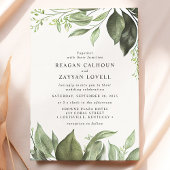 Geavanceerde eucalyptus laat moderne bruiloft kaart