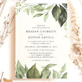 Geavanceerde eucalyptus laat moderne bruiloft kaart