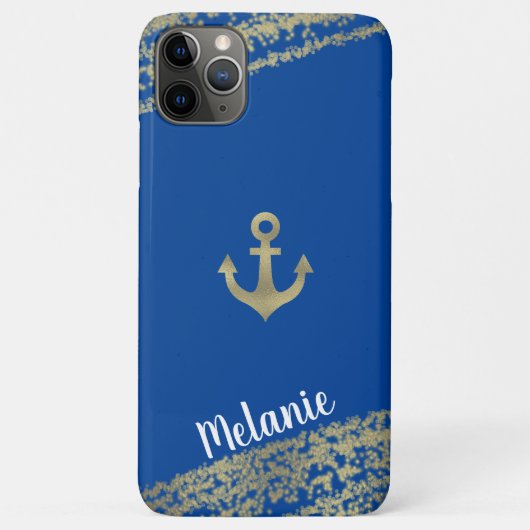 Geavanceerde Folie Gold Edges Sailor Marine Blue Case-Mate iPhone Case (Achterkant)