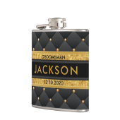 Geavanceerde Gold- en zwarte Groomsman / Beste man Heupfles (Links)