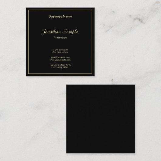 Geavanceerde Gold Handwrited Script Elegant Cool Vierkante Visitekaartje (Voorkant / Achterkant)