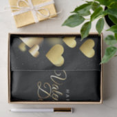 Geavanceerde Gold Hearts op een zwarte achtergrond Tissuepapier (Geschenk)