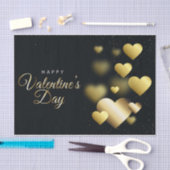 Geavanceerde Gold Hearts op een zwarte achtergrond Tissuepapier (Craft)