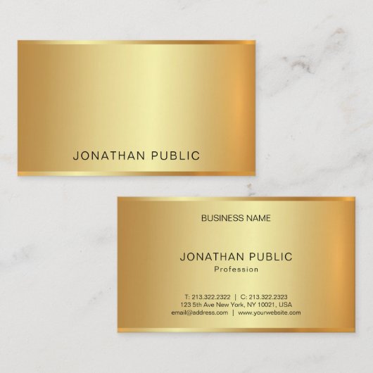 Geavanceerde Gold Professional moderne Glam Plain Visitekaartje (Voorkant / Achterkant)