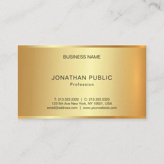 Geavanceerde Gold Professional moderne Glam Plain Visitekaartje (Achterkant)