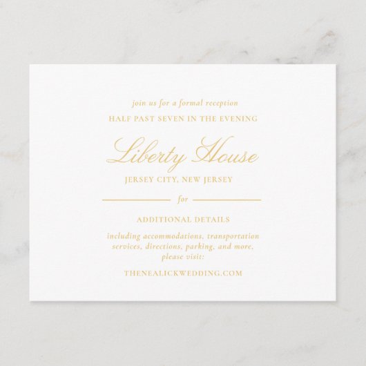 Geavanceerde gouden kant Elegant Script ontvangst Informatiekaartje (Voorkant)