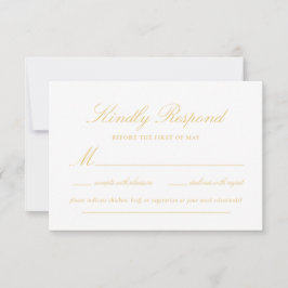 Geavanceerde gouden kanten script Elegante bruilof RSVP Kaartje