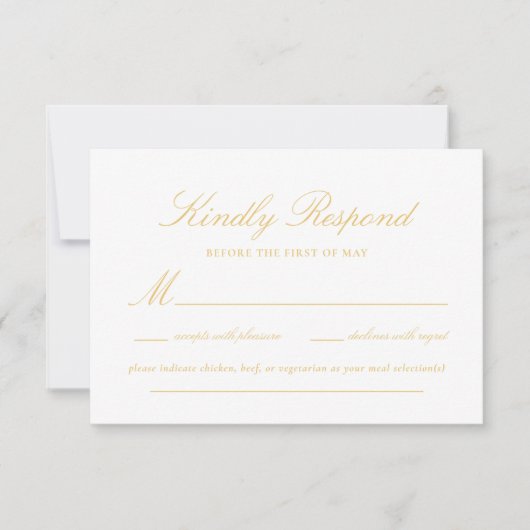 Geavanceerde gouden kanten script Elegante bruilof RSVP Kaartje (Voorkant)
