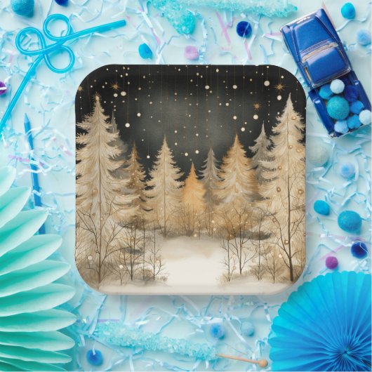 Geavanceerde gouden kerstbomen papieren bordje (Feest)