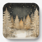 Geavanceerde gouden kerstbomen papieren bordje (Voorkant)