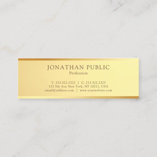 Geavanceerde gouden look Sjabloon Elegant Modern Mini Visitekaartje (Achterkant)