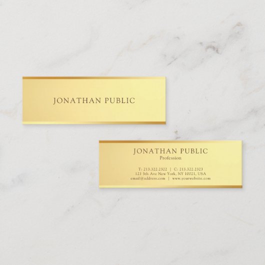 Geavanceerde gouden look Sjabloon Elegant Modern Mini Visitekaartje (Voorkant / Achterkant)