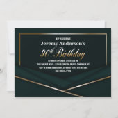 Geavanceerde Green Gold 90th Birthday Party Kaart (Voorkant)