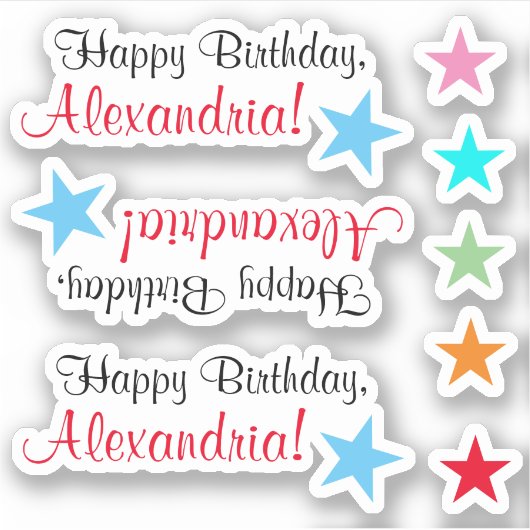 Geavanceerde "Happy Birthday" w / stervorm Sticker (Voorkant)