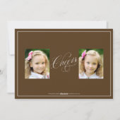 Geavanceerde kerstfotokaart voor script - bruin feestdagenkaart (Achterkant)