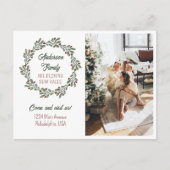 Geavanceerde kerstfoto's met modern script aankondigingskaart (Voorkant)