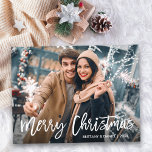Geavanceerde kerststerfoto voor penseel briefkaart<br><div class="desc">Modern penseelscript,  Briefkaart kerststerfoto's voor vrolijk kerstfeest</div>