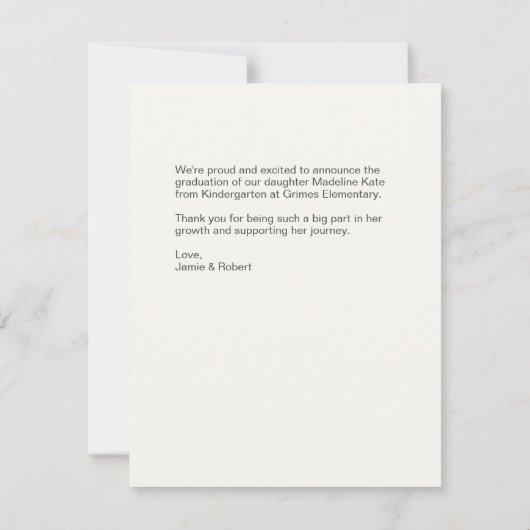 Geavanceerde kleuterschool Afstuderen Aankondiging (Achterkant)