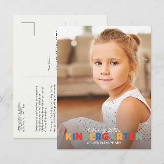 Geavanceerde kleuterschool Afstuderen Aankondiging Briefkaart (Voorkant / Achterkant)