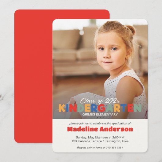 Geavanceerde kleuterschool Afstuderen Uitnodiging (Voorkant / Achterkant)