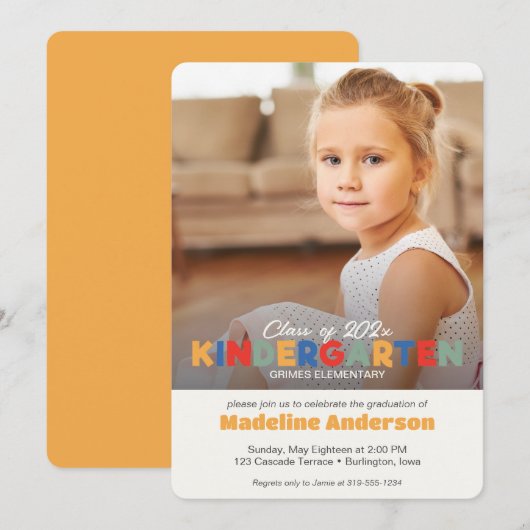 Geavanceerde kleuterschool Afstuderen Uitnodiging (Voorkant / Achterkant)