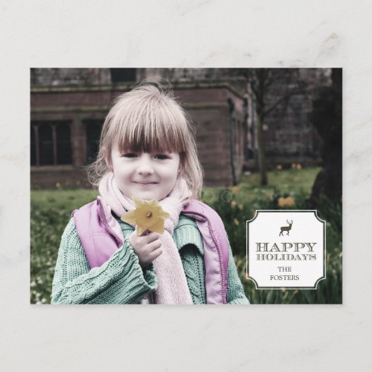 Geavanceerde Label Holiday Photo Card Briefkaart (Voorkant)