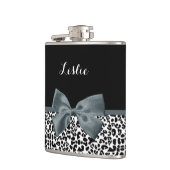 Geavanceerde luipaard — grijze hoes met naam afdru heupfles (Links)