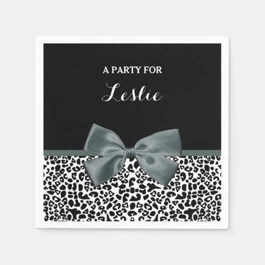 Geavanceerde luipaard — grijze hoes met naam afdru servetten (Voorkant)