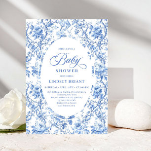Geavanceerde marine Toile Rose babyshower uitnodig Kaart