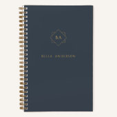 Geavanceerde marineblauw & gouden Initiaal monogra Notitieboek (Voorkant)