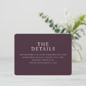 Geavanceerde Maroon Serif Huwelijksdetailkaart Informatiekaartje (Staand voorkant)