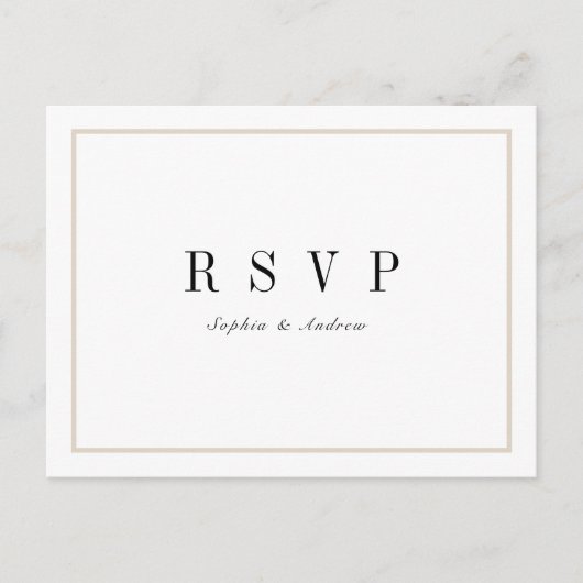 Geavanceerde minimalistische bruiloft RSVP Uitnodiging Briefkaart (Voorkant)