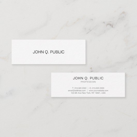 Geavanceerde Moderne Clean Designer Plain Mini Visitekaartje (Voorkant / Achterkant)