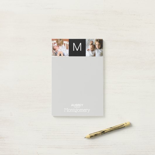 Geavanceerde moderne familiefoto's post-it® notes (Op bureau)