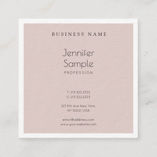 Geavanceerde moderne Freehand Script Luxe Plain Vierkante Visitekaartje (Achterkant)