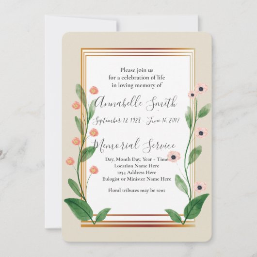 GEAVANCEERDE MODERNE liefdevolle herinnering Kaart (Voorkant)