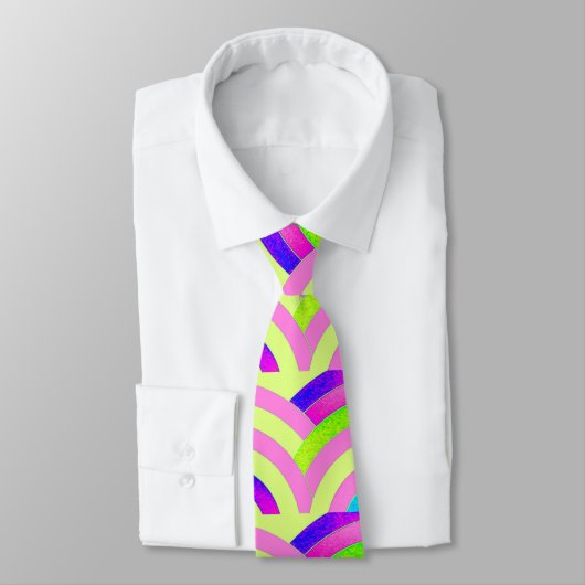 geavanceerde moderne roze groene kromme chevrons stropdas (Gebonden)