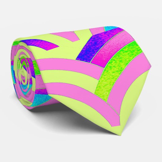 geavanceerde moderne roze groene kromme chevrons stropdas (Opgerold)