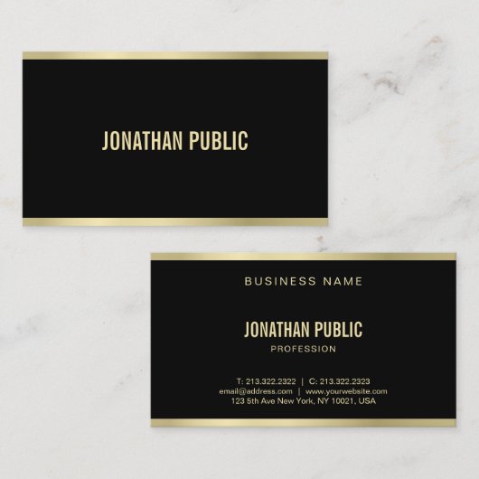 Geavanceerde, moderne zwarte en Gold Professional Visitekaartje (Voorkant / Achterkant)