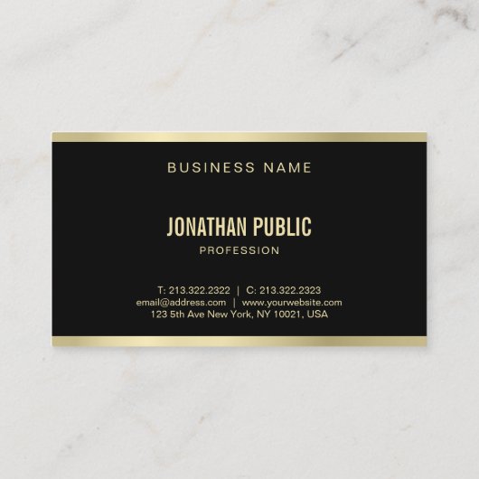 Geavanceerde, moderne zwarte en Gold Professional Visitekaartje (Achterkant)