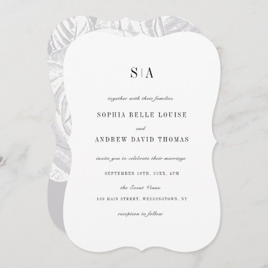 Geavanceerde monogram minimalistische bruiloft kaart (Voorkant / Achterkant)