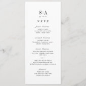 Geavanceerde monogram minimalistische bruiloft menu (Voorkant)