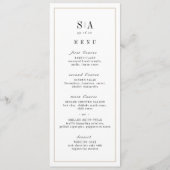 Geavanceerde monogram minimalistische bruiloft menu (Voorkant)