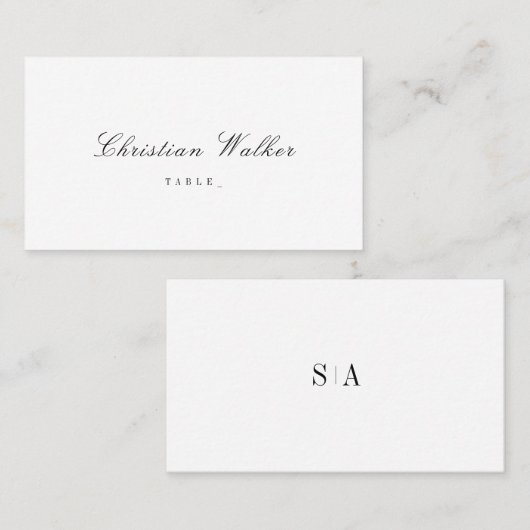 Geavanceerde monogram minimalistische bruiloft plaatskaartje (Voorkant / Achterkant)