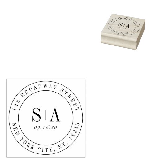 Geavanceerde monogram minimalistische bruiloft rubberstempel (Gestempeld)